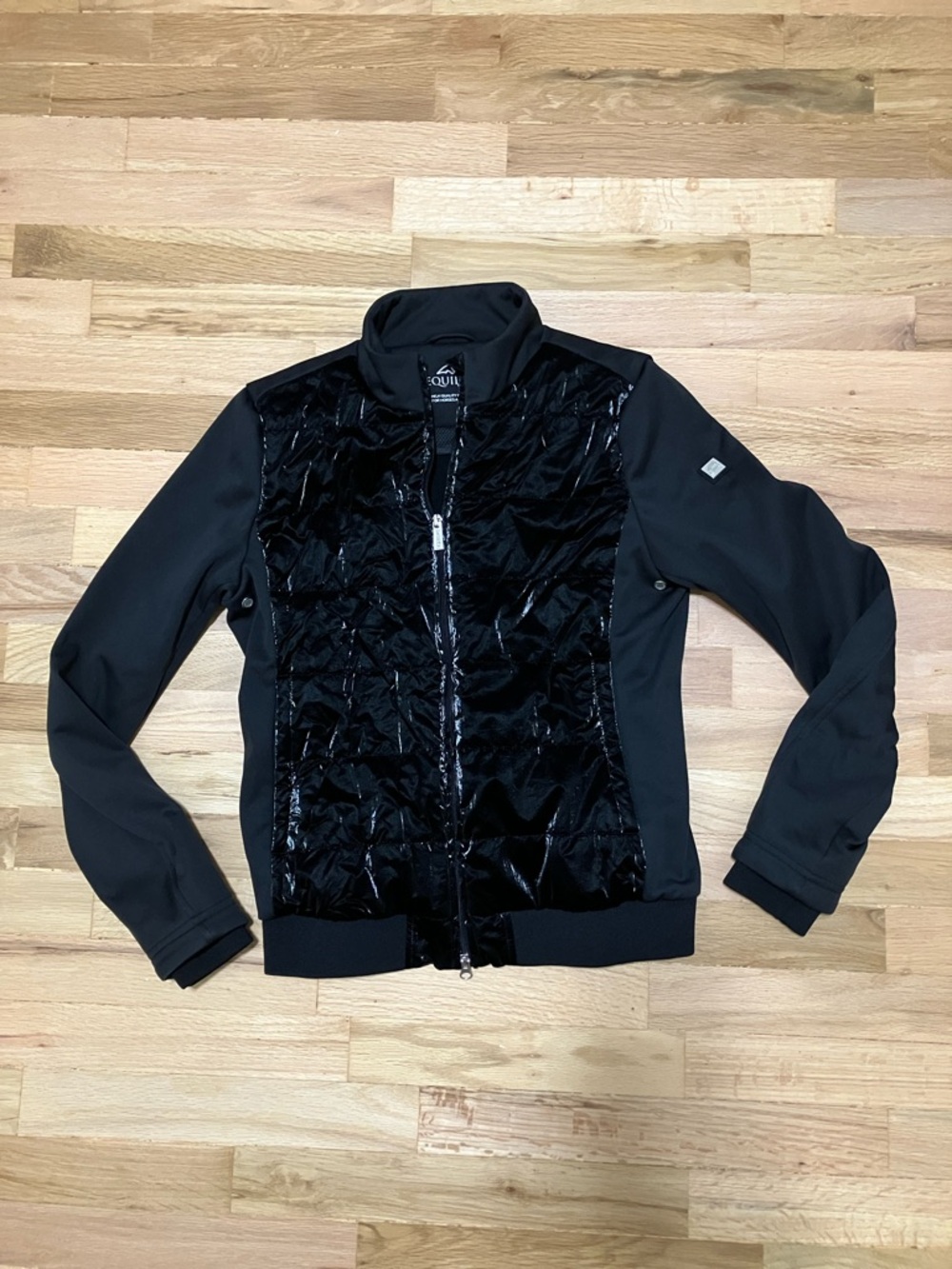 Equiline Women's Black Quilted-Front Bomber Jacket